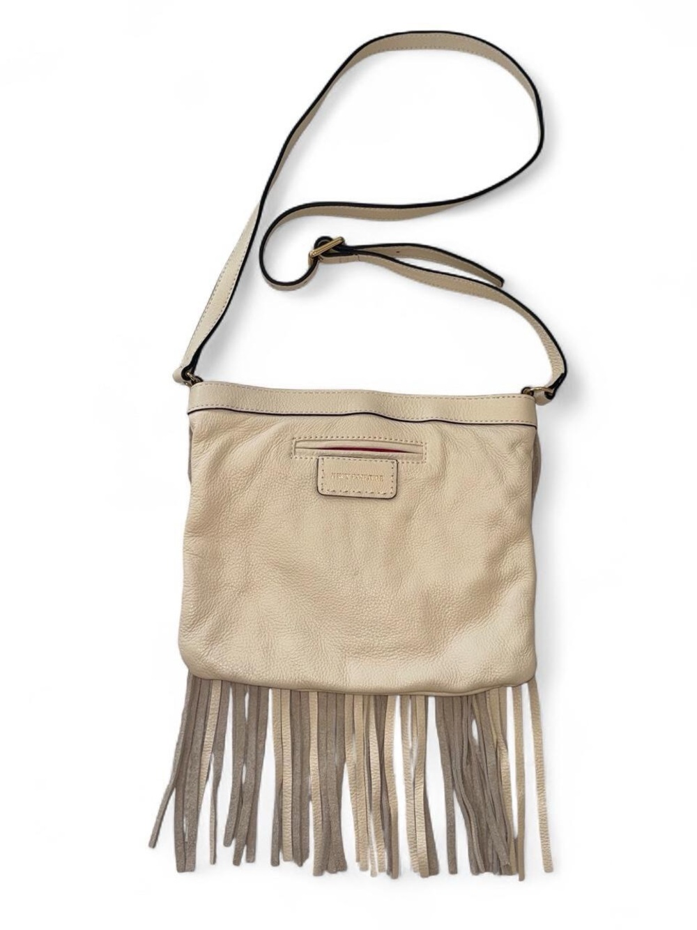 Juicy Couture Leather Fringe Crossbody Bag in Beige
